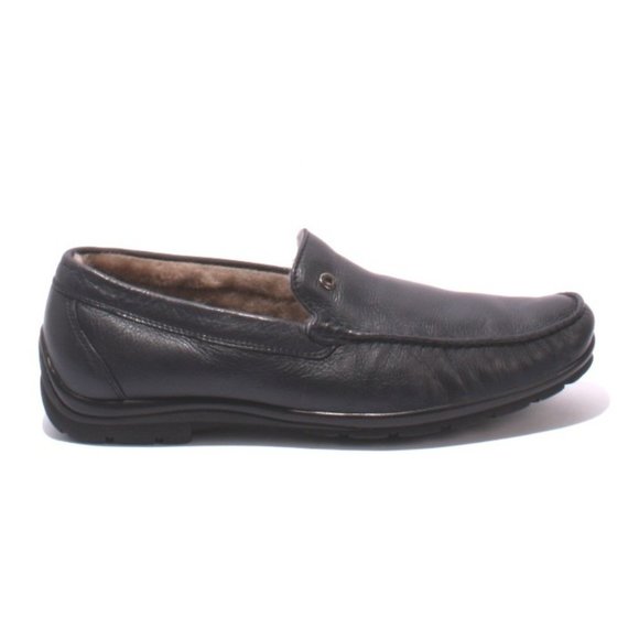 Ernesto Dolani 9640 Navy Leather / Sheepskin Deer Driver Moccasins - Picture 3 of 9